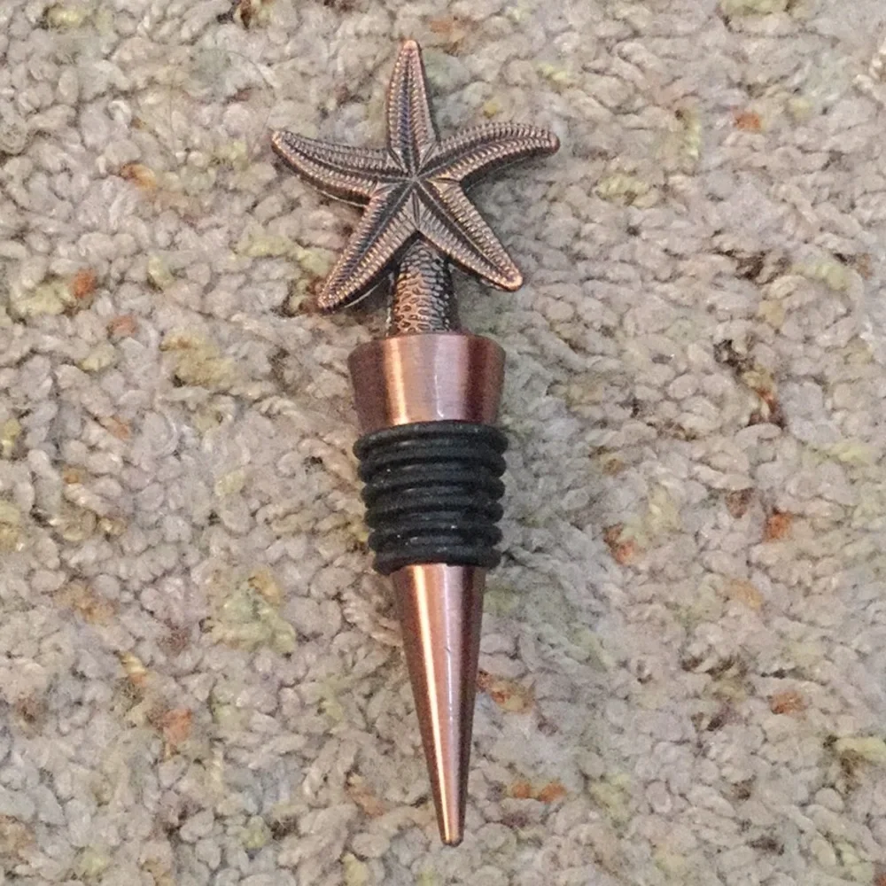 NWOT Vintage Starfish Beach Bronze Metal Wine Topper Wine House Y2K Gift